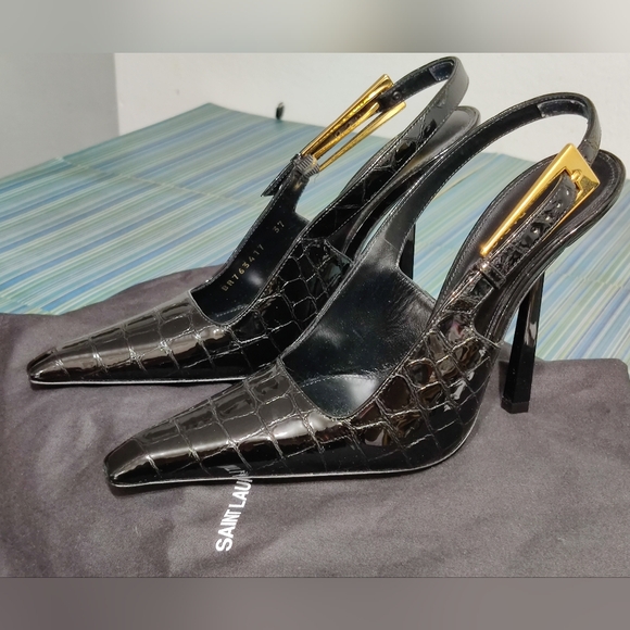 Saint Laurent Size 7 (EU 37) Lee Embossed Cocco Louisana Slingback Pump - Picture 2 of 8